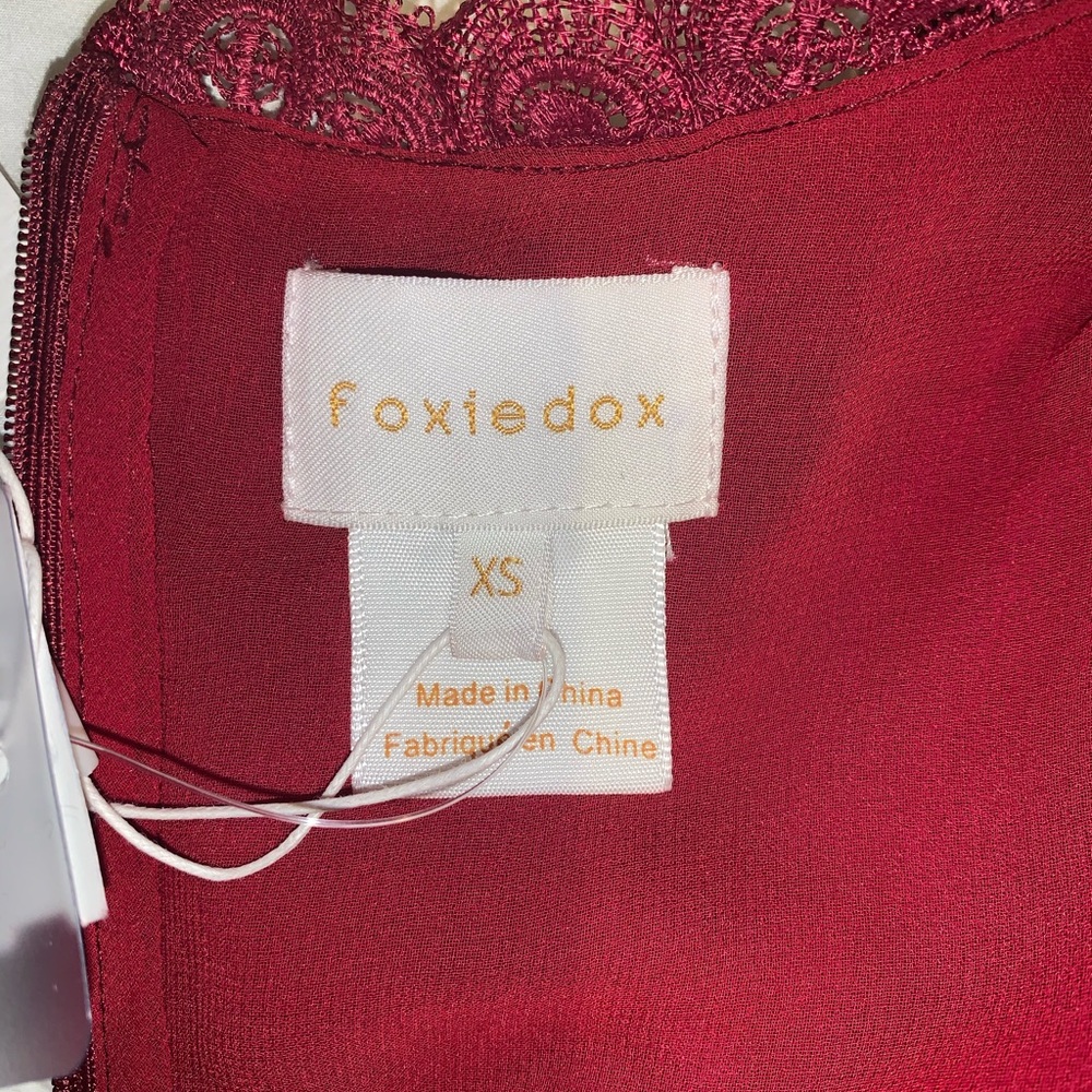 Foxiedox red velvet and lace dress.